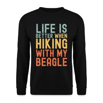 Beagle Wanderhund retro - Unisex Pullover - Schwarz - Vorne - Alina (178cm) & Michal (187cm)