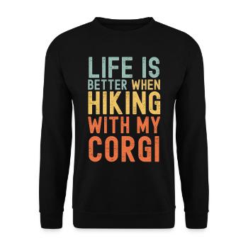 Corgi Hiking dog retro - Unisex Sweatshirt - black - Front - Alina (178cm) & Michal (187cm)