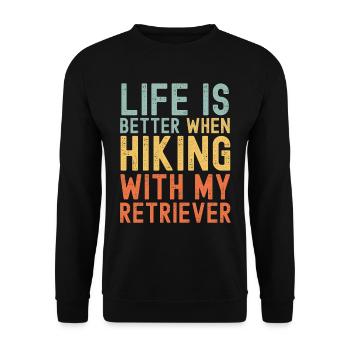 Retriever Wanderhund retro - Unisex Pullover - Schwarz - Vorne - Alina (178cm) & Michal (187cm)