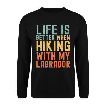 Labrador Wanderhund retro - Unisex Pullover - Schwarz - Vorne - Alina (178cm) & Michal (187cm)