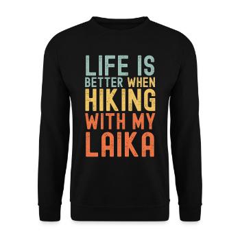 Laika Hiking dog retro - Unisex Sweatshirt - black - Front - Alina (178cm) & Michal (187cm)