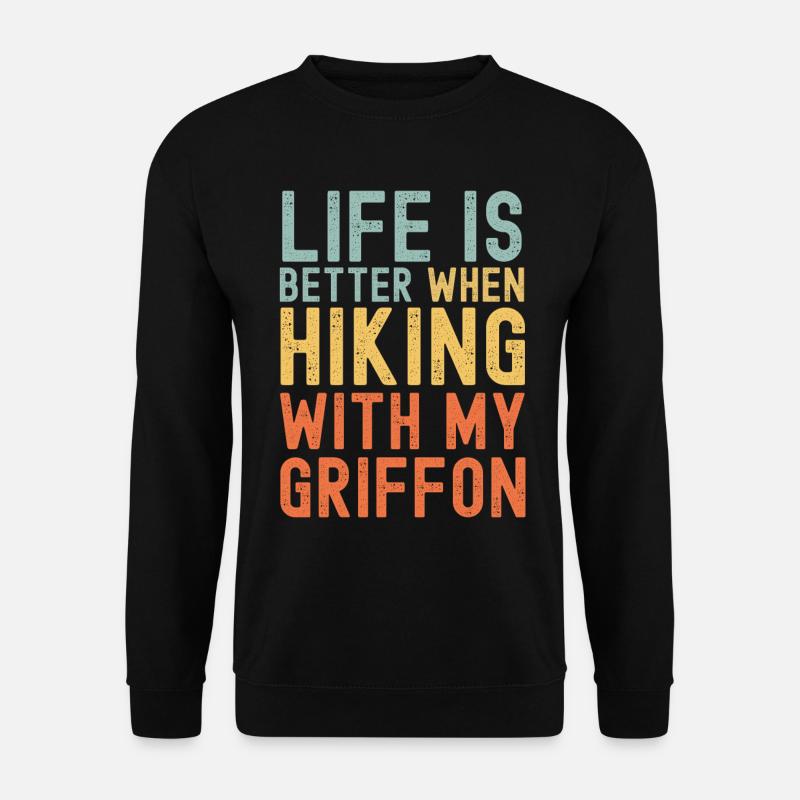 Griffon Hiking dog retro - Unisex Sweatshirt - black