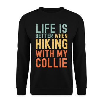 Collie Wanderhund retro - Unisex Pullover - Schwarz - Vorne - Alina (178cm) & Michal (187cm)