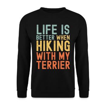 Terrier Wanderhund retro - Unisex Pullover - Schwarz - Vorne - Alina (178cm) & Michal (187cm)