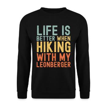 Leonberger Hiking dog retro - Unisex Sweatshirt - black - Front - Alina (178cm) & Michal (187cm)