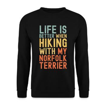 Norfolk-Terrier Wanderhund retro - Unisex Pullover - Schwarz - Vorne - Alina (178cm) & Michal (187cm)
