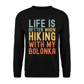 Bolonka Wanderhund retro - Unisex Pullover - Schwarz - Vorne - Alina (178cm) & Michal (187cm)