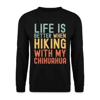 Chihuahua Wanderhund retro - Unisex Pullover - Schwarz - Vorne - Alina (178cm) & Michal (187cm)