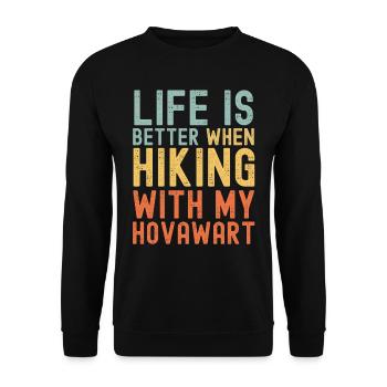 Hovawart Hiking dog retro - Unisex Sweatshirt - black - Front - Alina (178cm) & Michal (187cm)