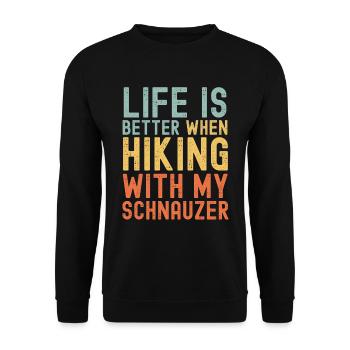 Schnauzer Wanderhund retro - Unisex Pullover - Schwarz - Vorne - Alina (178cm) & Michal (187cm)