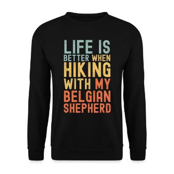 Belgischer Schäferhund Wanderhund retro - Unisex Pullover - Schwarz - Vorne - Alina (178cm) & Michal (187cm)