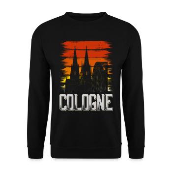 Cathédrale de Cologne Allemagne Ville Skyline Vintage Rétro - Sweat-shirt Unisexe - noir - Devant - Alina (178cm) & Michal (187cm)