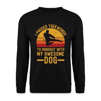 Taekwondo und Hund retro vintage - Unisex Pullover - Schwarz - Vorne - Alina (178cm) & Michal (187cm)
