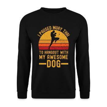 Muay Thai and dog retro vintage - Unisex Sweatshirt - black - Front - Alina (178cm) & Michal (187cm)