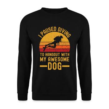 Tauchen und Hund retro vintage - Unisex Pullover - Schwarz - Vorne - Alina (178cm) & Michal (187cm)