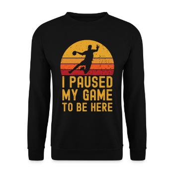 Handball retro vintage - Unisex Pullover - Schwarz - Vorne - Alina (178cm) & Michal (187cm)