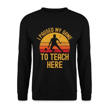 Badminton und Lehrer retro vintage - Unisex Pullover - Schwarz - Vorne - Alina (178cm) & Michal (187cm)