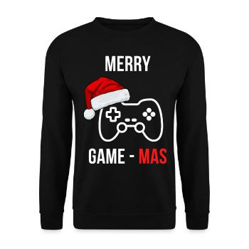 MERRY GAME - MAS Game Gaming X - mas Weihnachten - Unisex Pullover - Schwarz - Vorne - Alina (178cm) & Michal (187cm)