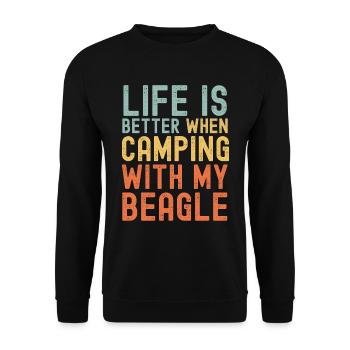 Beagle Camping retro vintage - Unisex Pullover - Schwarz - Vorne - Alina (178cm) & Michal (187cm)