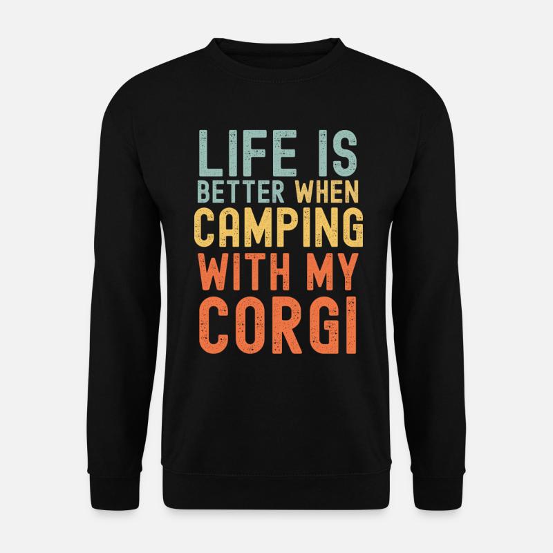 Corgi Camping retro vintage - Unisex Pullover - Schwarz