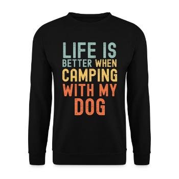 Hund Camping retro vintage - Unisex Pullover - Schwarz - Vorne - Alina (178cm) & Michal (187cm)