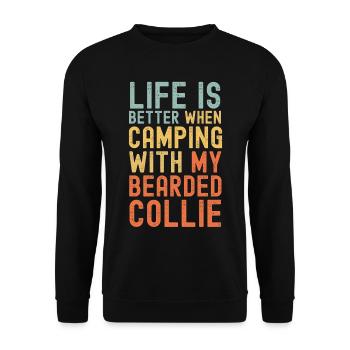 Bearded Collie Camping retro vintage - Unisex Sweatshirt - black - Front - Alina (178cm) & Michal (187cm)