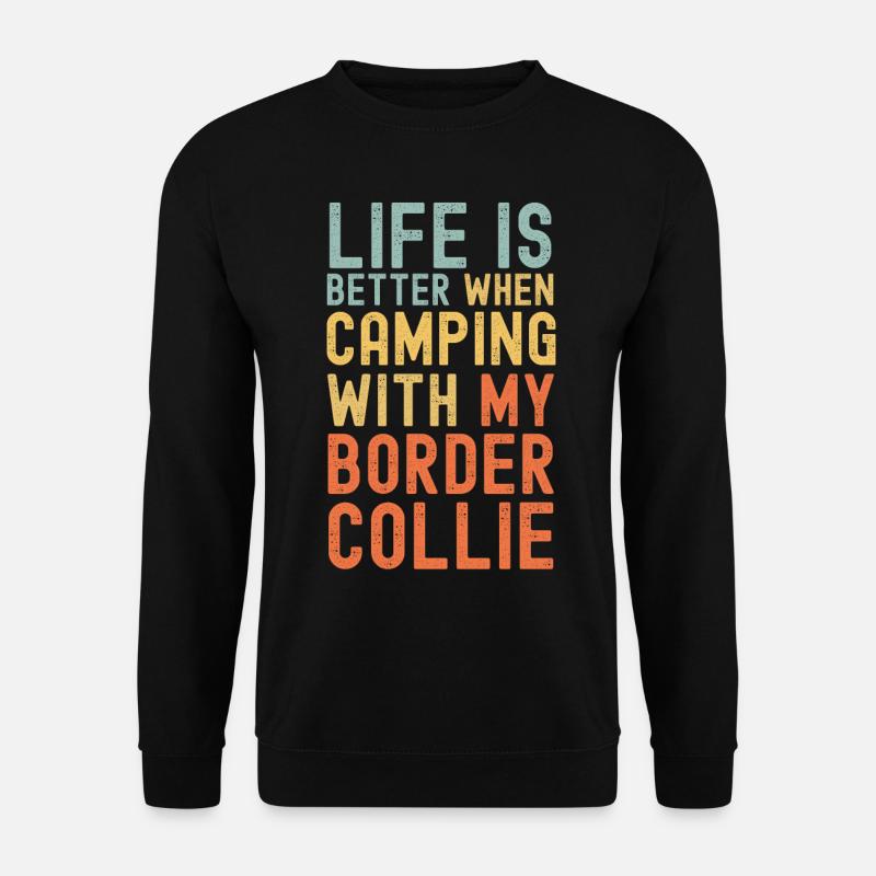 Border Collie Camping retro vintage - Unisex Pullover - Schwarz