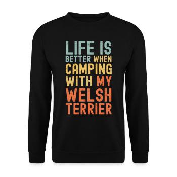 Welsh Terrier Camping retro vintage - Unisex Sweatshirt - black - Front - Alina (178cm) & Michal (187cm)