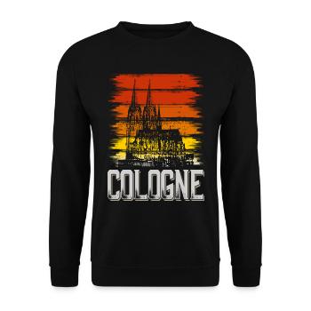 Cathédrale de Cologne Allemagne Ville Skyline Vintage Rétro - Sweat-shirt Unisexe - noir - Devant - Alina (178cm) & Michal (187cm)
