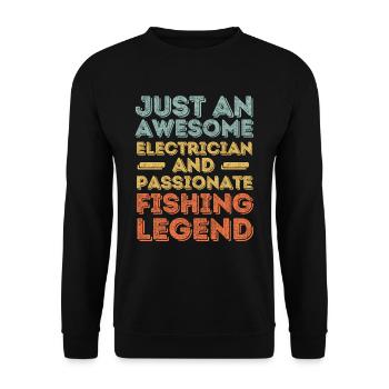 Elektriker Angeln fischen retro - Unisex Pullover - Schwarz - Vorne - Alina (178cm) & Michal (187cm)