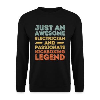 Elektriker Kickboxen retro - Unisex Pullover - Schwarz - Vorne - Alina (178cm) & Michal (187cm)
