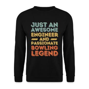Ingenieur Bowling retro - Unisex Pullover - Schwarz - Vorne - Alina (178cm) & Michal (187cm)