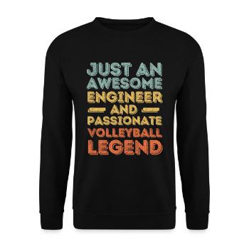 Ingenieur Volleyball retro - Unisex Pullover - Schwarz - Vorne - Alina (178cm) & Michal (187cm)