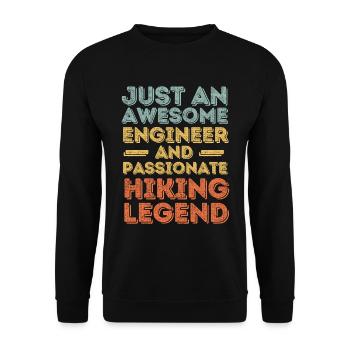 Ingenieur Wandern retro - Unisex Pullover - Schwarz - Vorne - Alina (178cm) & Michal (187cm)