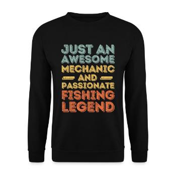 Mechaniker Angeln fischen retro - Unisex Pullover - Schwarz - Vorne - Alina (178cm) & Michal (187cm)