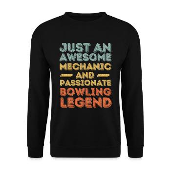 Mechaniker Bowling retro - Unisex Pullover - Schwarz - Vorne - Alina (178cm) & Michal (187cm)