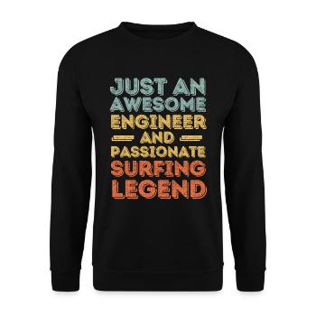 Ingenieur Surfen retro - Unisex Pullover - Schwarz - Vorne - Alina (178cm) & Michal (187cm)