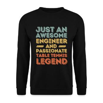 Ingenieur Tischtennis retro - Unisex Pullover - Schwarz - Vorne - Alina (178cm) & Michal (187cm)