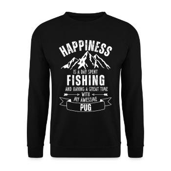 Angeln und Mops - Unisex Pullover - Schwarz - Vorne - Alina (178cm) & Michal (187cm)