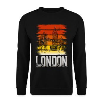 Londres Angleterre Royaume-Uni City Vintage Retro Skyline - Sweat-shirt Unisexe - noir - Devant - Alina (178cm) & Michal (187cm)