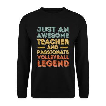 Lehrer Volleyball retro - Unisex Pullover - Schwarz - Vorne - Alina (178cm) & Michal (187cm)