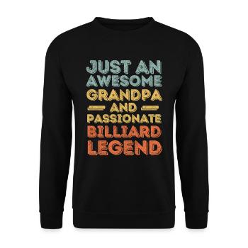 Opa Billard retro - Unisex Pullover - Schwarz - Vorne - Alina (178cm) & Michal (187cm)