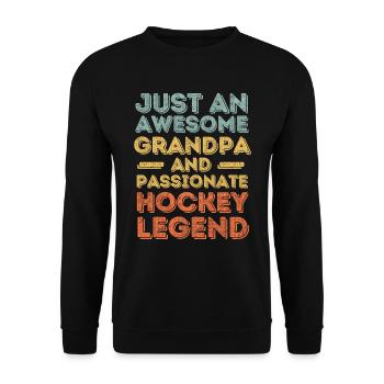 Grandpa Hockey retro - Unisex Sweatshirt - black - Front - Alina (178cm) & Michal (187cm)