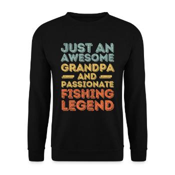 Grandpa fishing retro - Unisex Sweatshirt - black - Front - Alina (178cm) & Michal (187cm)