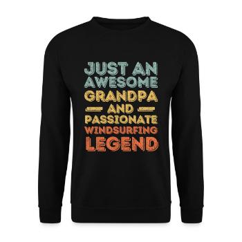 Opa Windsurfen retro - Unisex Pullover - Schwarz - Vorne - Alina (178cm) & Michal (187cm)