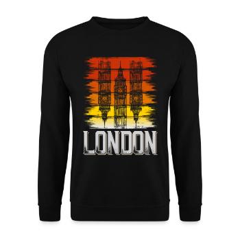 Londres Angleterre Royaume-Uni City Vintage Retro Skyline - Sweat-shirt Unisexe - noir - Devant - Alina (178cm) & Michal (187cm)