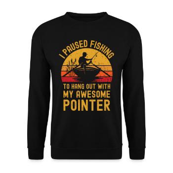 Angeln, Fischen und Pointer - Unisex Pullover - Schwarz - Vorne - Alina (178cm) & Michal (187cm)