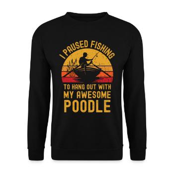 Angeln, Fischen und Pudel - Unisex Pullover - Schwarz - Vorne - Alina (178cm) & Michal (187cm)