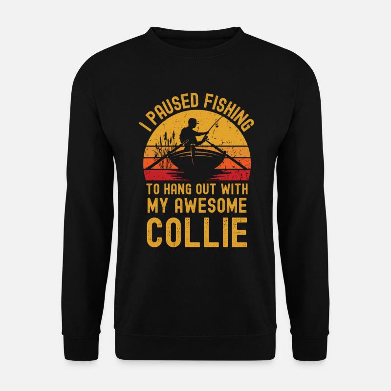 Angeln, Fischen und Collie - Unisex Pullover - Schwarz
