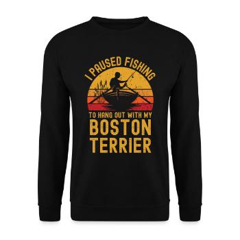 Pêche, pêche et Boston Terrier - Sweat-shirt Unisexe - noir - Devant - Alina (178cm) & Michal (187cm)